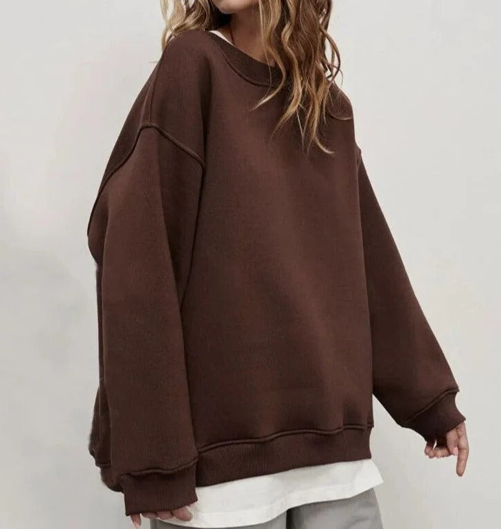 Women’s Oversized Casual Sweatshirt - Relaxed Long Sleeve Pullover