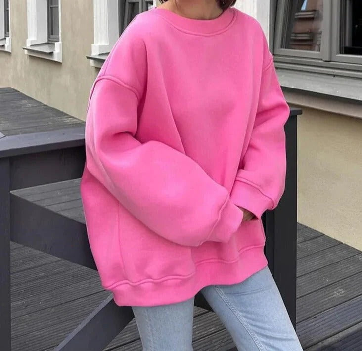 Women’s Oversized Casual Sweatshirt - Relaxed Long Sleeve Pullover