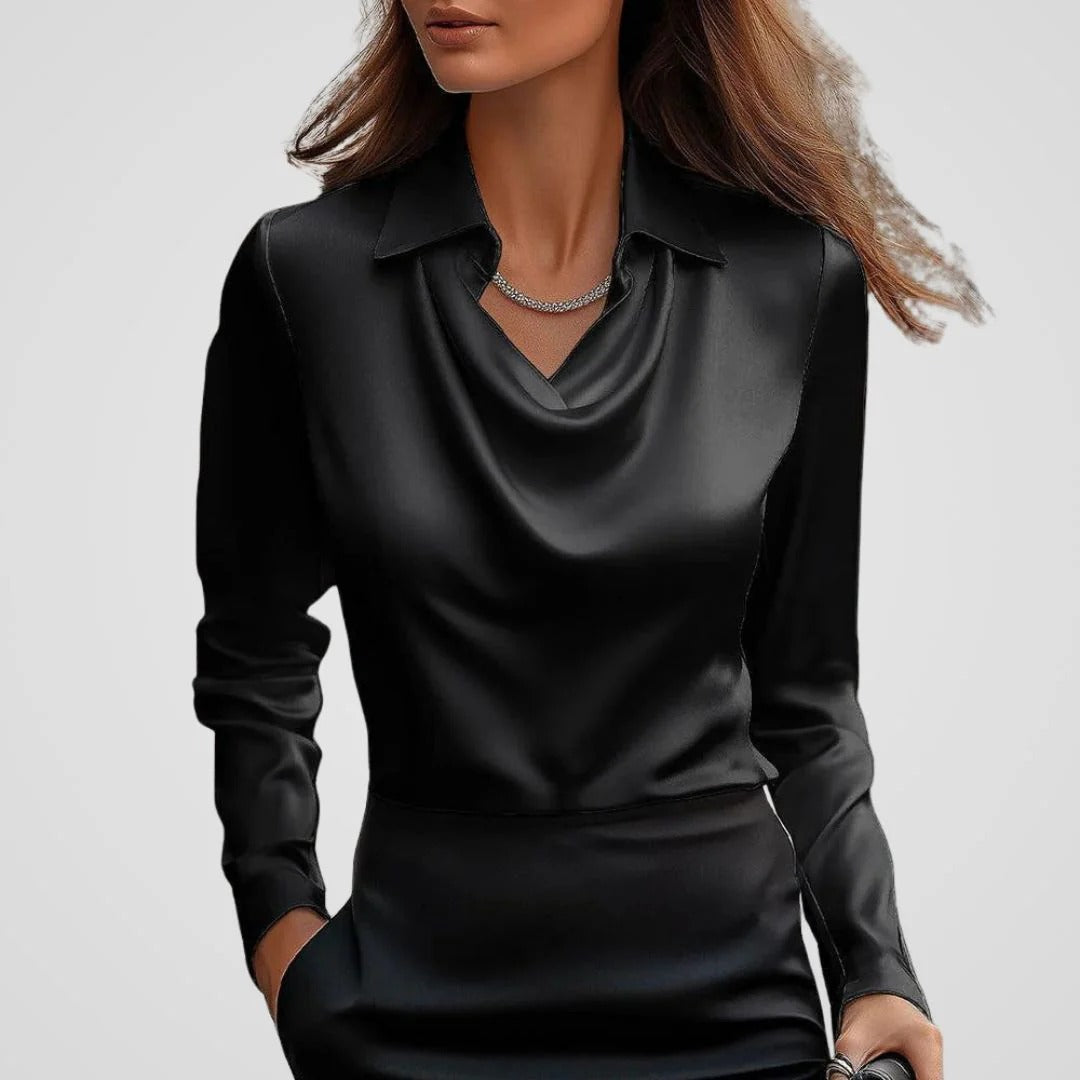 Women’s Celeste Satin Drape Collar Blouse
