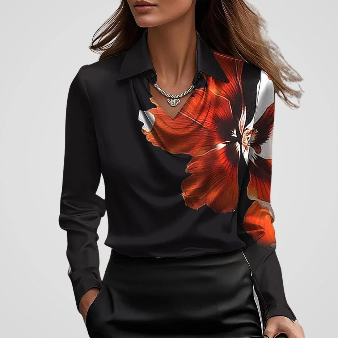Women’s Celeste Satin Drape Collar Blouse