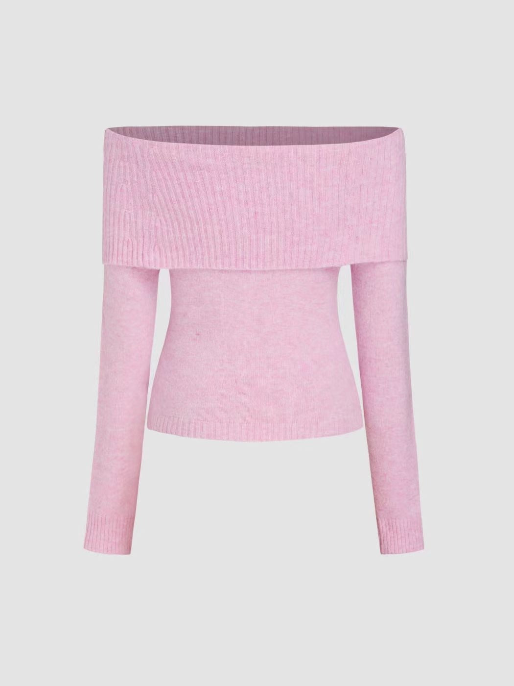 Women’s Off Shoulder Sweater - Wide Folded Neckline Pullover