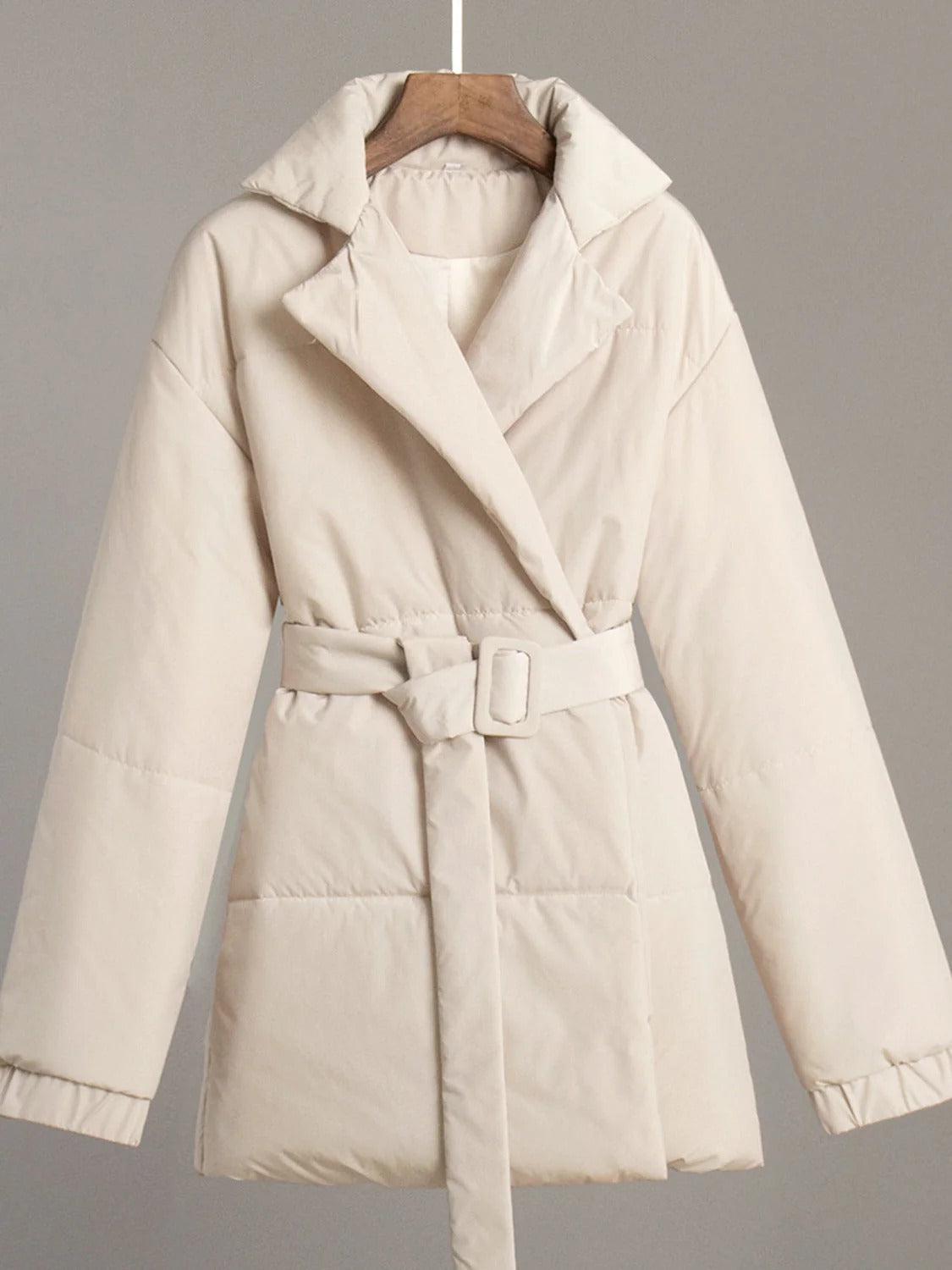 Women’s Belted Puffer Jacket - Wrap Front Quilted Winter Coat