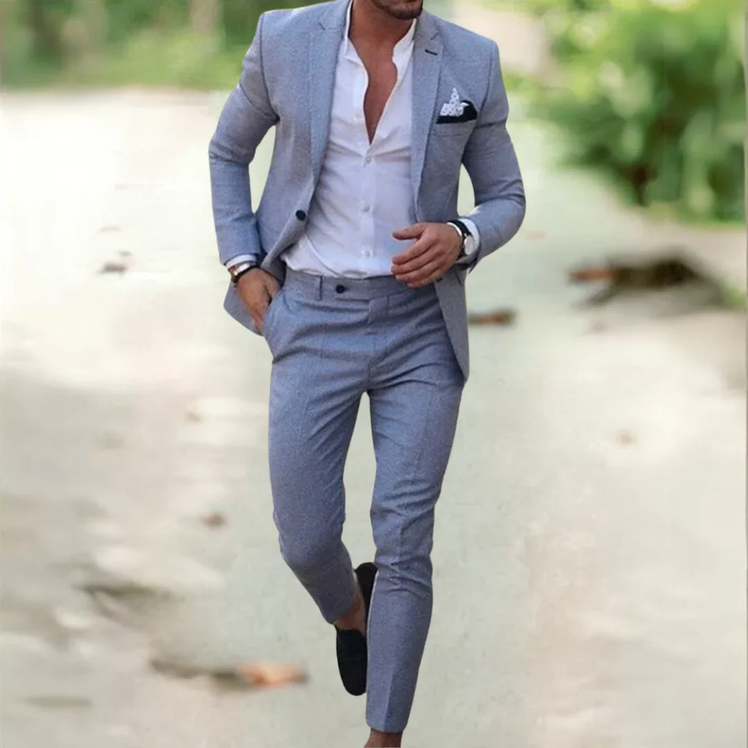 Men’s Slim Fit Two-Piece Suit - Tailored Blazer and Trousers Set