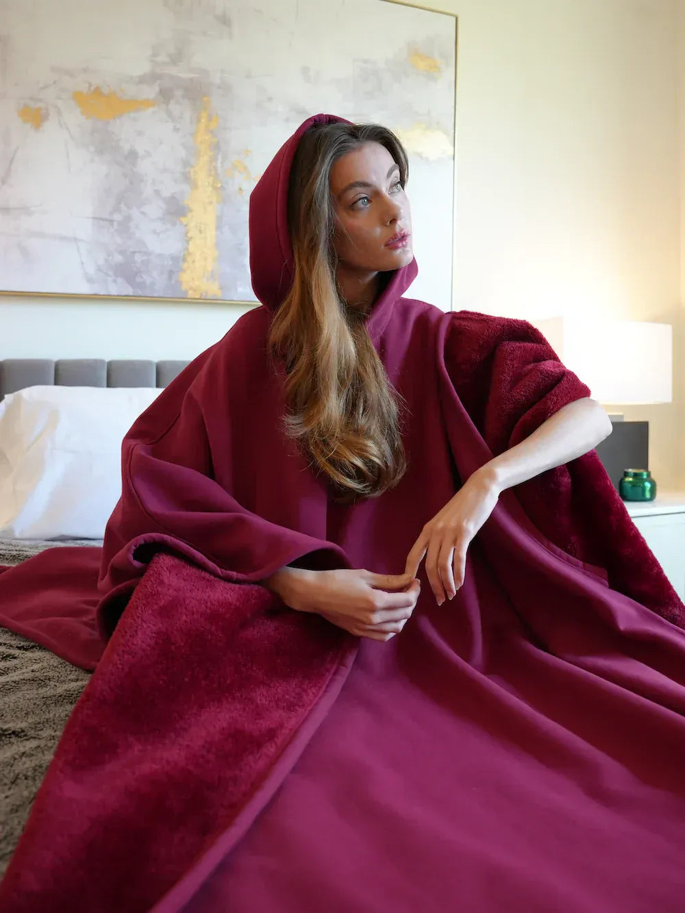 Women’s Oversized Hooded Blanket Robe - Cozy Lounge Wear Poncho