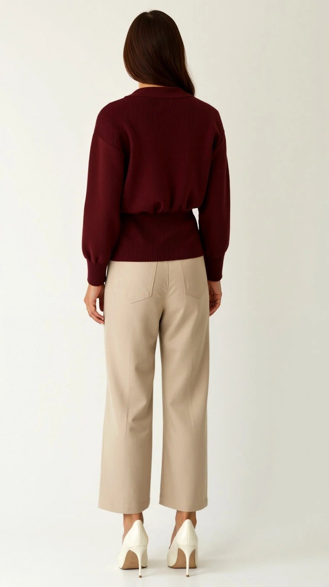 Women’s Deep V-Neck Statement Cardigan - Gold Detail Wrap Top