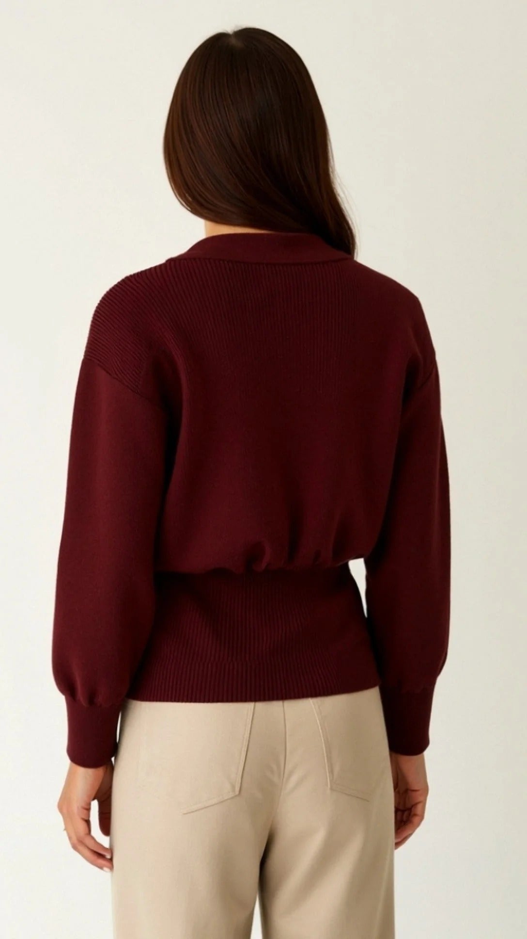 Women’s Deep V-Neck Statement Cardigan - Gold Detail Wrap Top