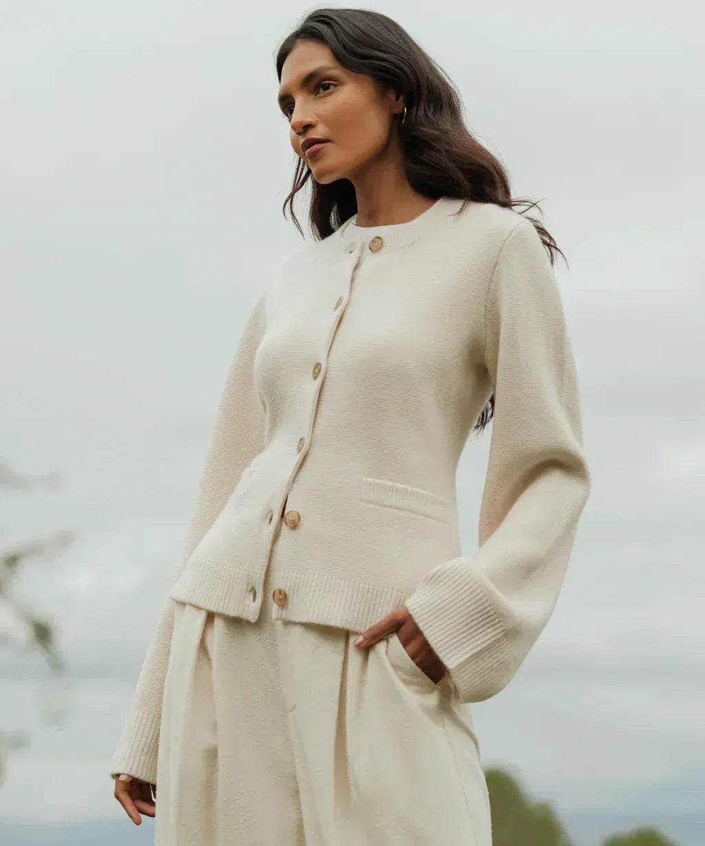 Women’s Button-Up Cardigan - Knit Sweater with Pockets