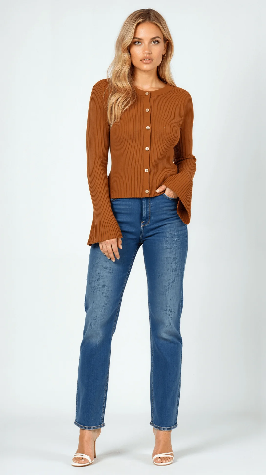 Women’s Ribbed Button-Up Knit Cardigan - Classic Slim Fit Sweater