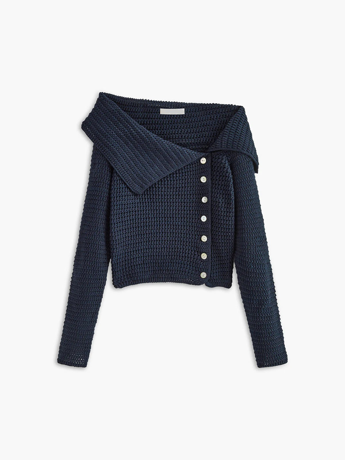 Women’s Off-Shoulder Knit Cardigan - Asymmetric Button Sweater