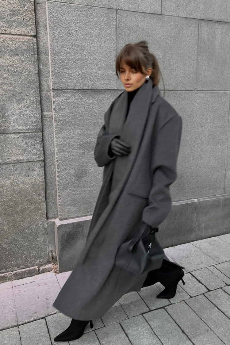 Women’s Long Cape Coat – Elegant High-Collar Overcoat