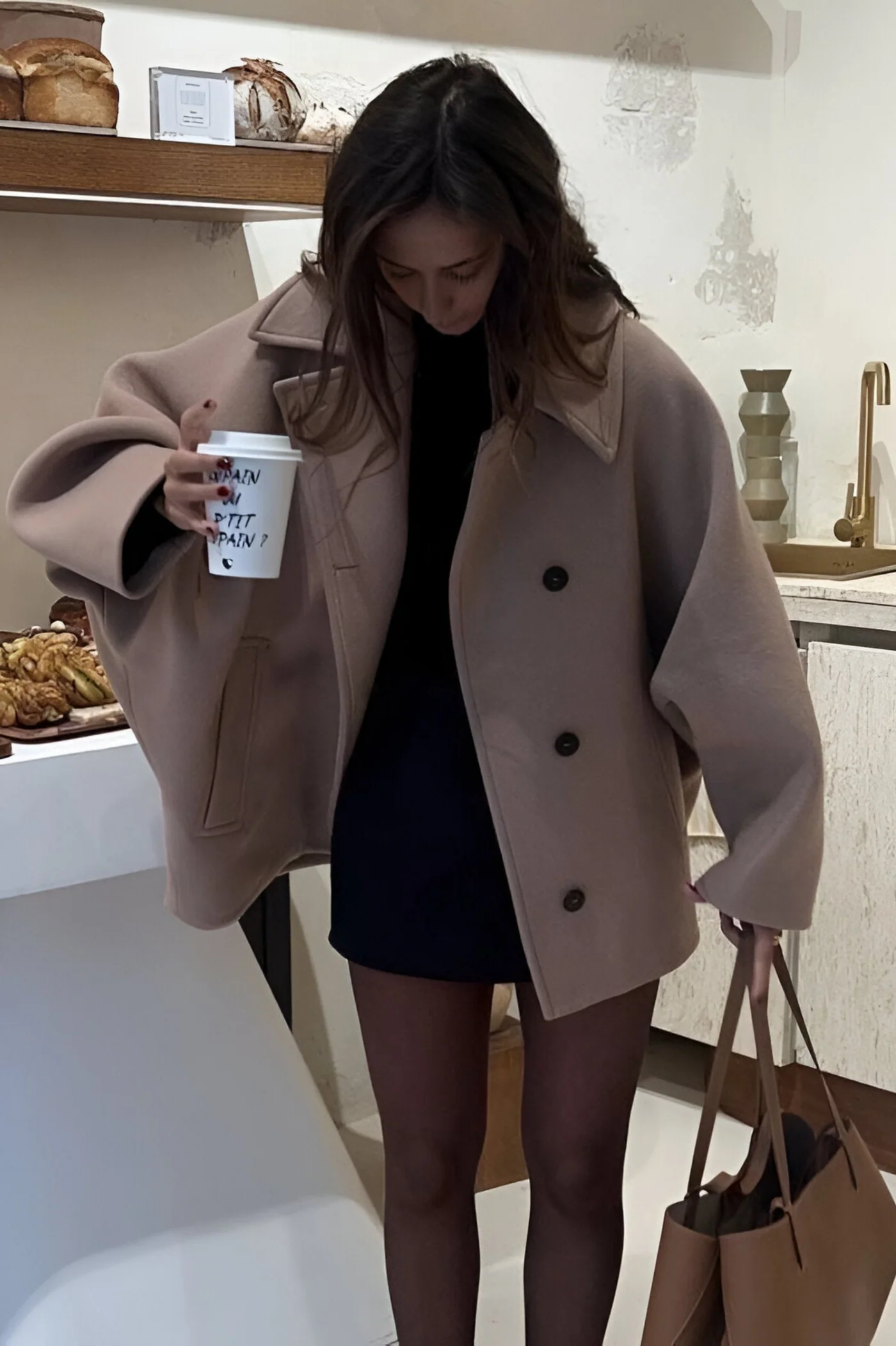 Women’s Oversized Peacoat - Double Breasted Button Front Jacket