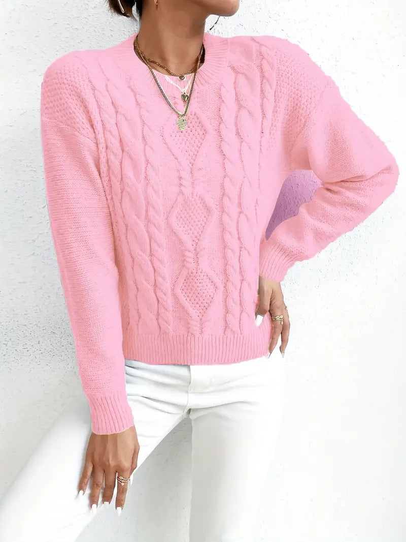 Women’s Amara Cable Knit Sweater - Classic Textured Pullover