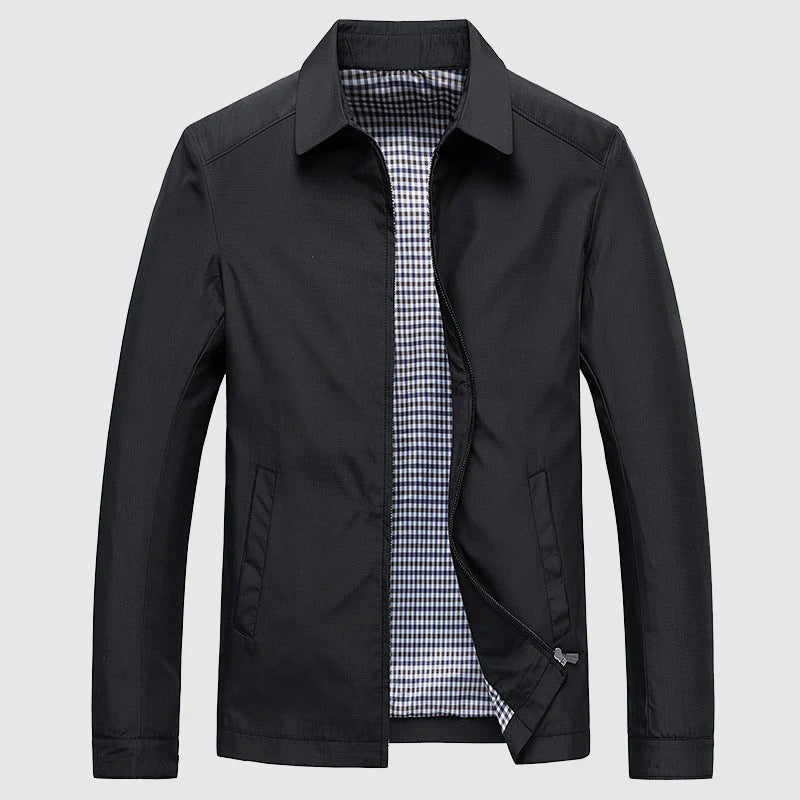 Men’s Lightweight Zip-Up Jacket - Casual Checked-Lining Outerwear