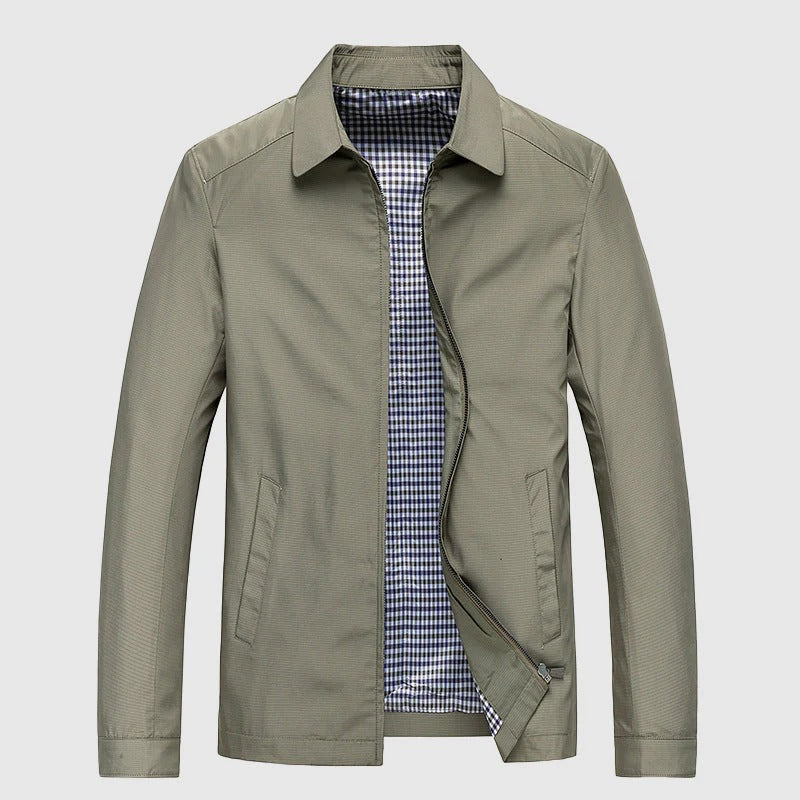 Men’s Lightweight Zip-Up Jacket - Casual Checked-Lining Outerwear