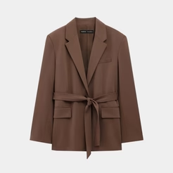 Women’s Belted Blazer & Wide-Leg Trouser Set - Tailored Two-Piece Suit
