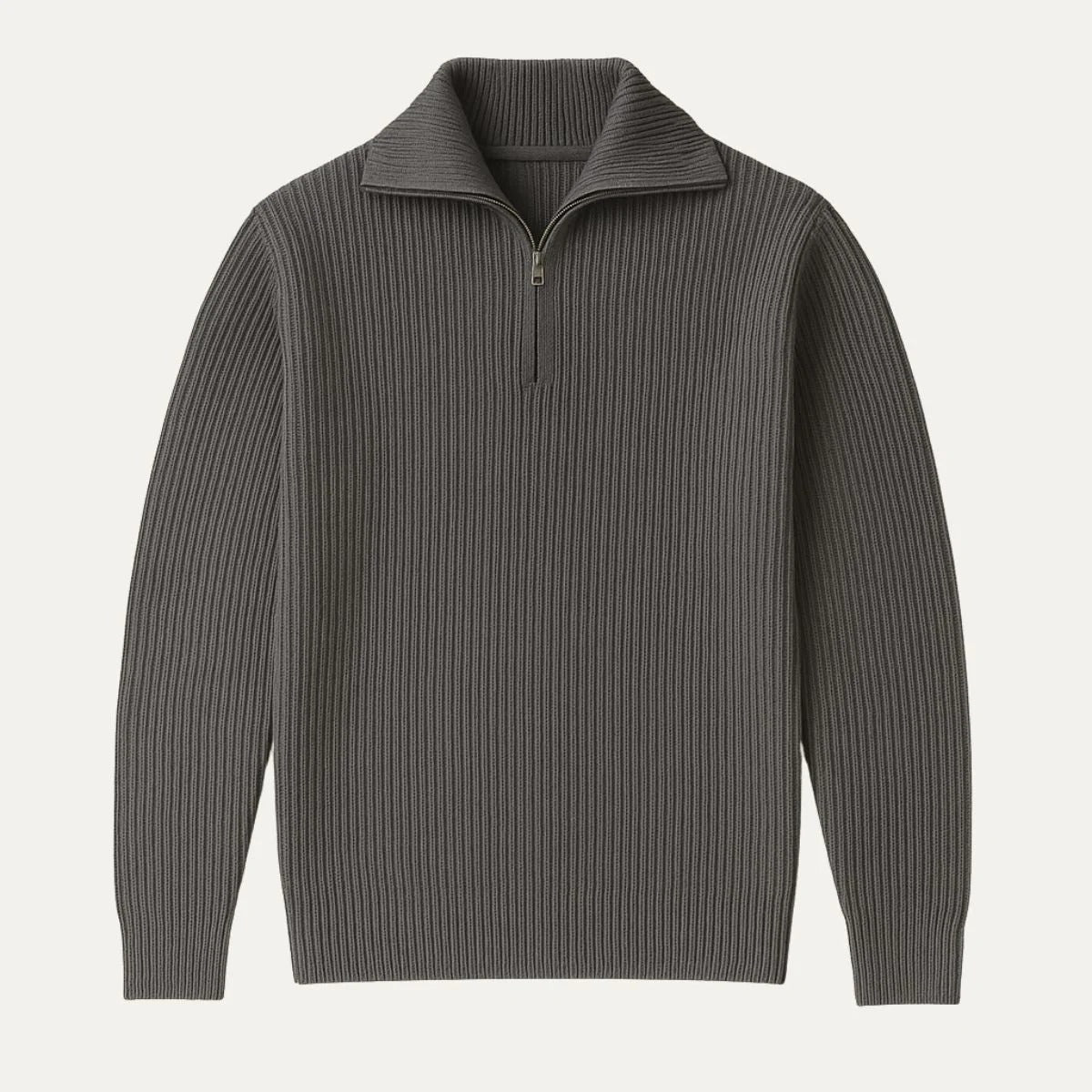 Men’s Ribbed Half-Zip Sweater - Classic Zip-Collar Knit Pullover