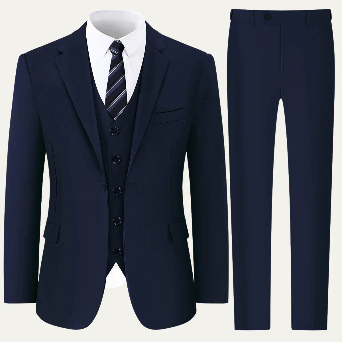 Men’s Three-Piece Tailored Suit - Classic Formal Ensemble