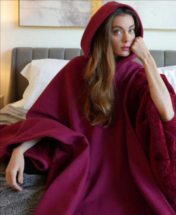 Women’s Oversized Hooded Blanket Robe - Cozy Lounge Wear Poncho