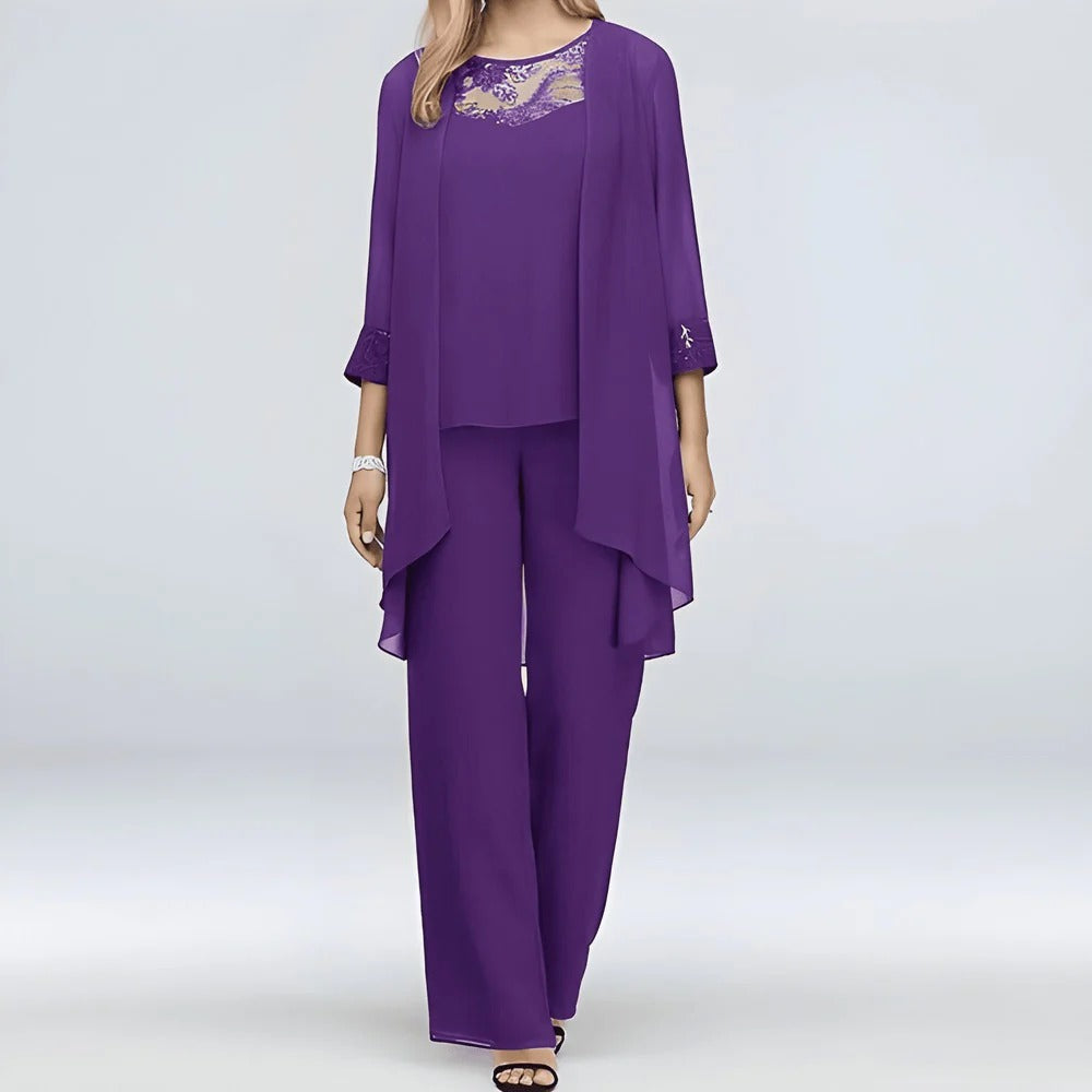 Women’s Elegant Three-Piece Evening Pant Set