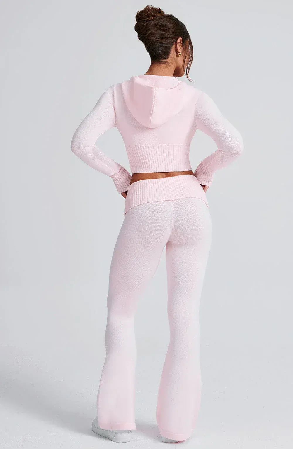 Women’s Knit Lounge Set - Soft Hooded Zip-Up Flared Pants