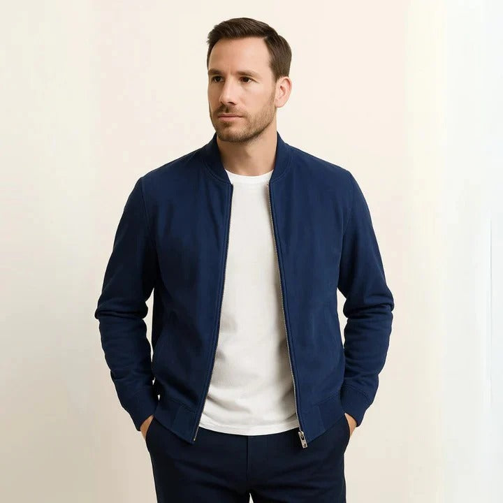 Men’s Suede Zip Jacket – Minimalist Casual Outerwear