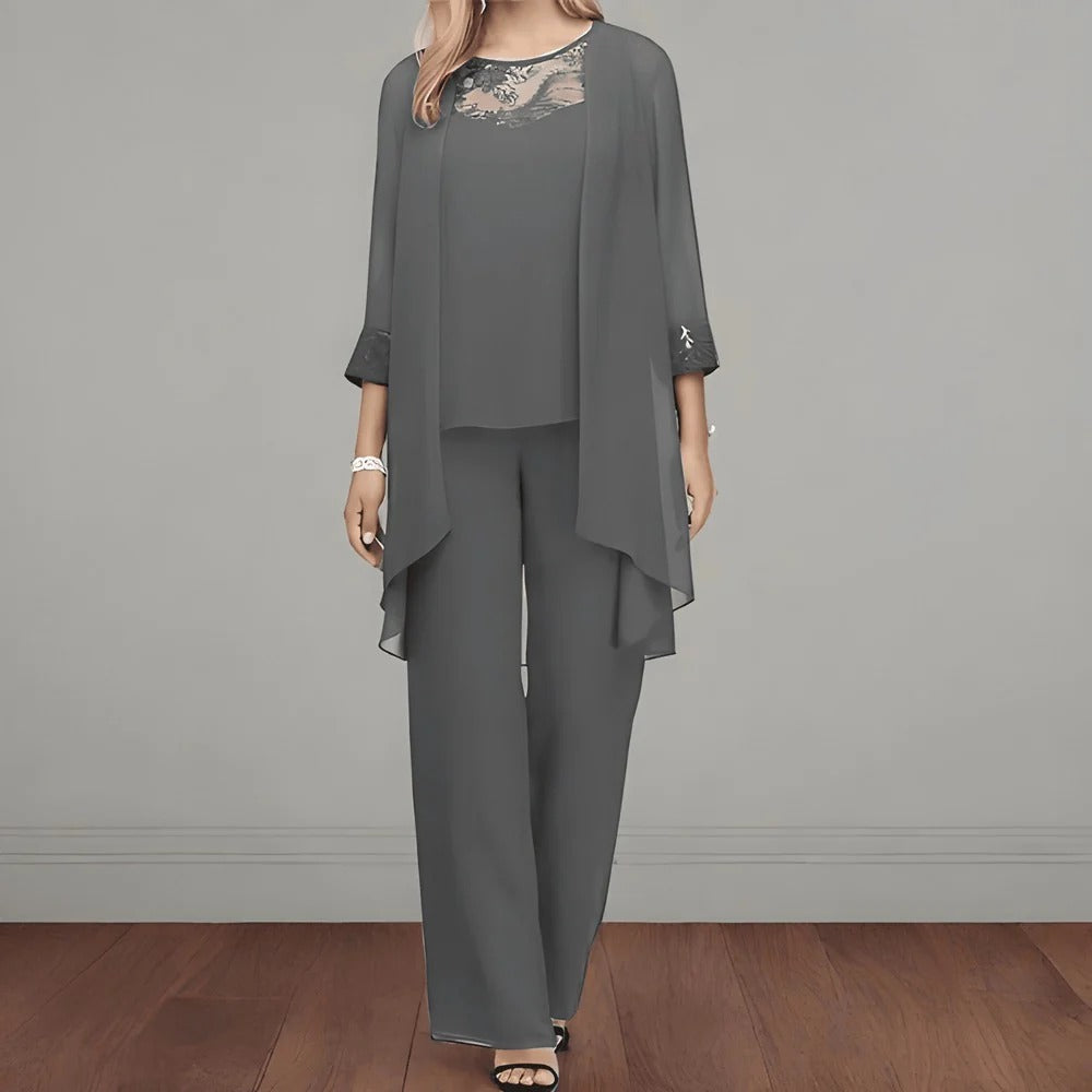 Women’s Elegant Three-Piece Evening Pant Set