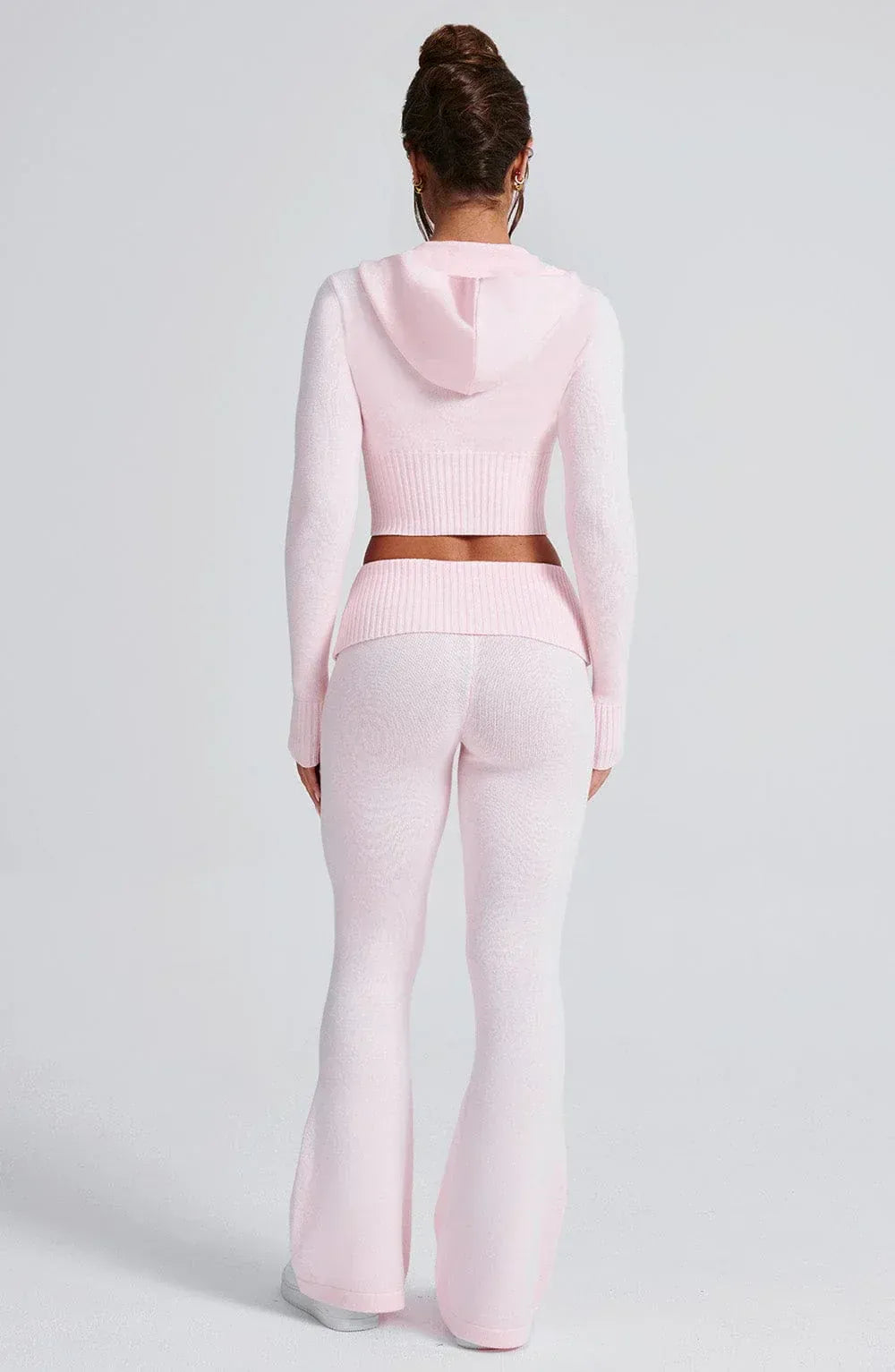 Women’s Knit Lounge Set - Soft Hooded Zip-Up Flared Pants