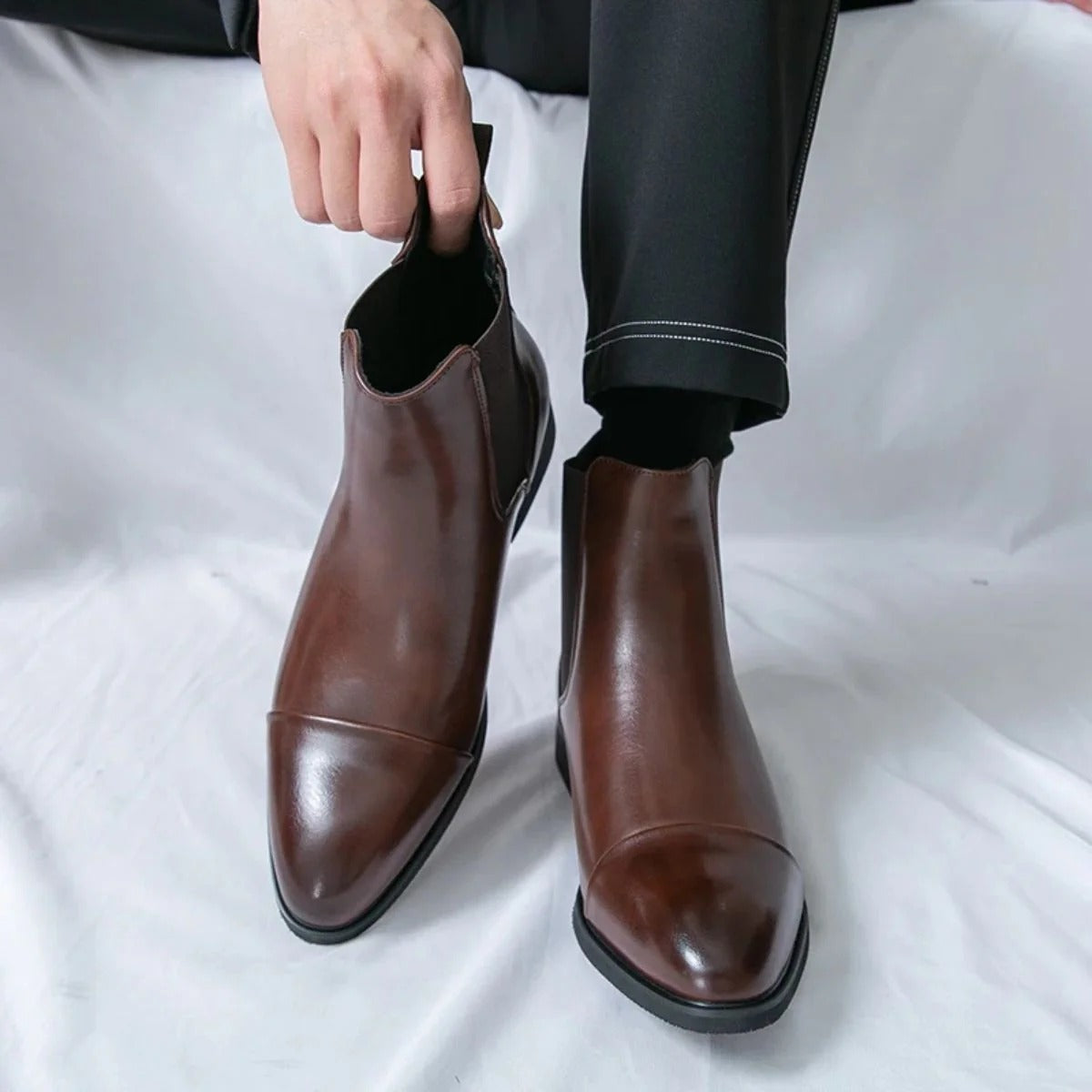 Men’s Polished Chelsea Boots - Classic Slip-On Dress Ankle Boots