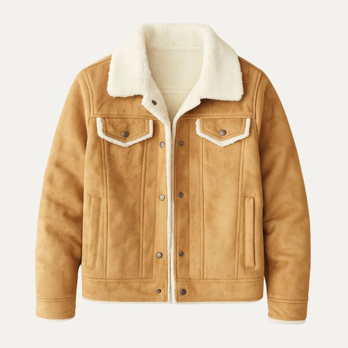 Men’s Shearling-Collar Trucker Jacket - Classic Winter Outerwear
