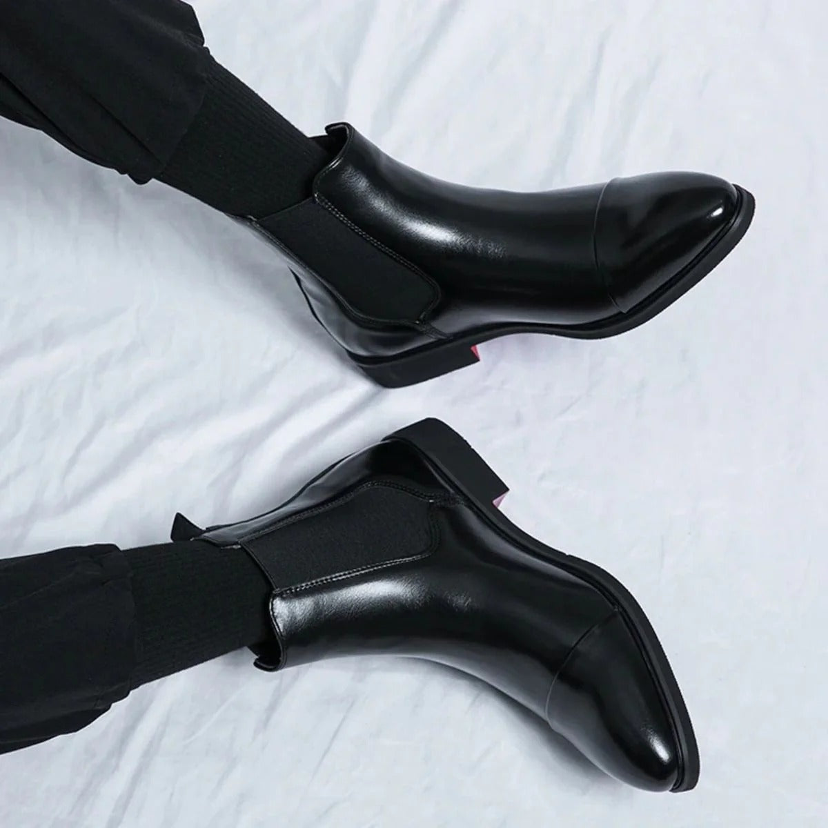 Men’s Polished Chelsea Boots - Classic Slip-On Dress Ankle Boots