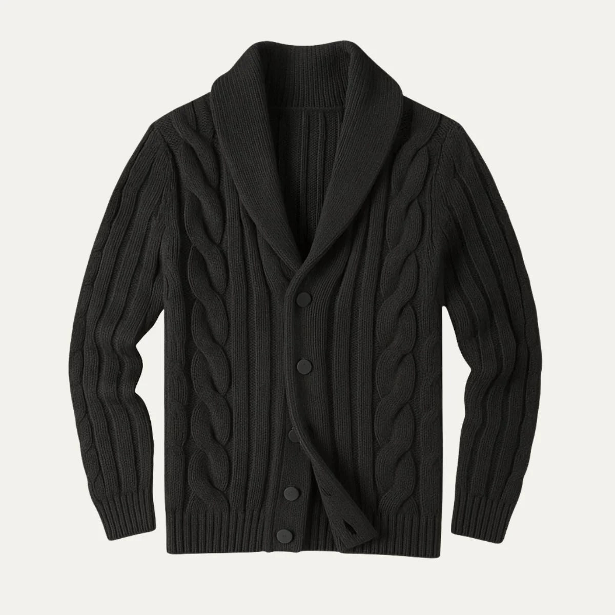 Men’s Cable-Knit Shawl Cardigan - Button-Front Knitwear