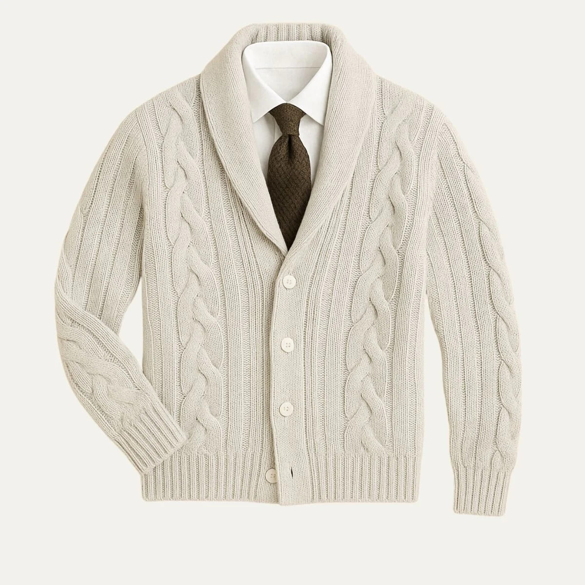 Men’s Cable-Knit Shawl Cardigan - Button-Front Knitwear