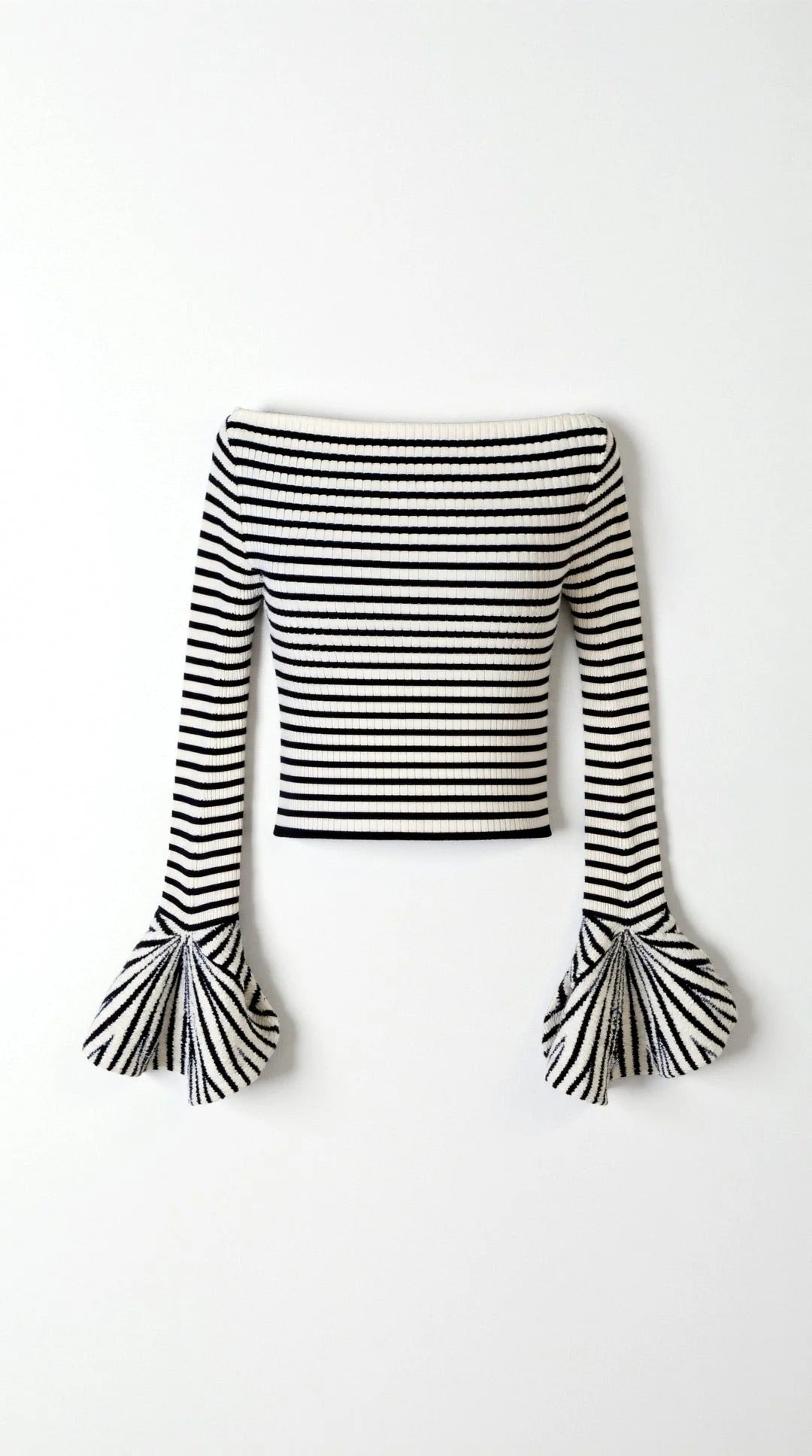 Women’s Elara Striped Flounce-Sleeve Top - Off-Shoulder Cropped Design