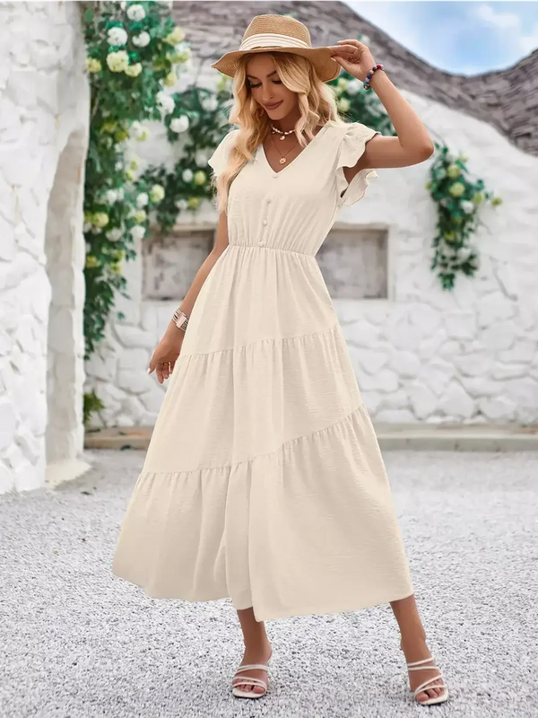 Amaria - Flutter-Tiered Midi Dress