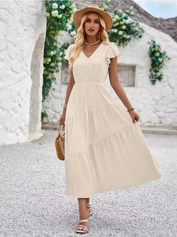 Amaria - Flutter-Tiered Midi Dress