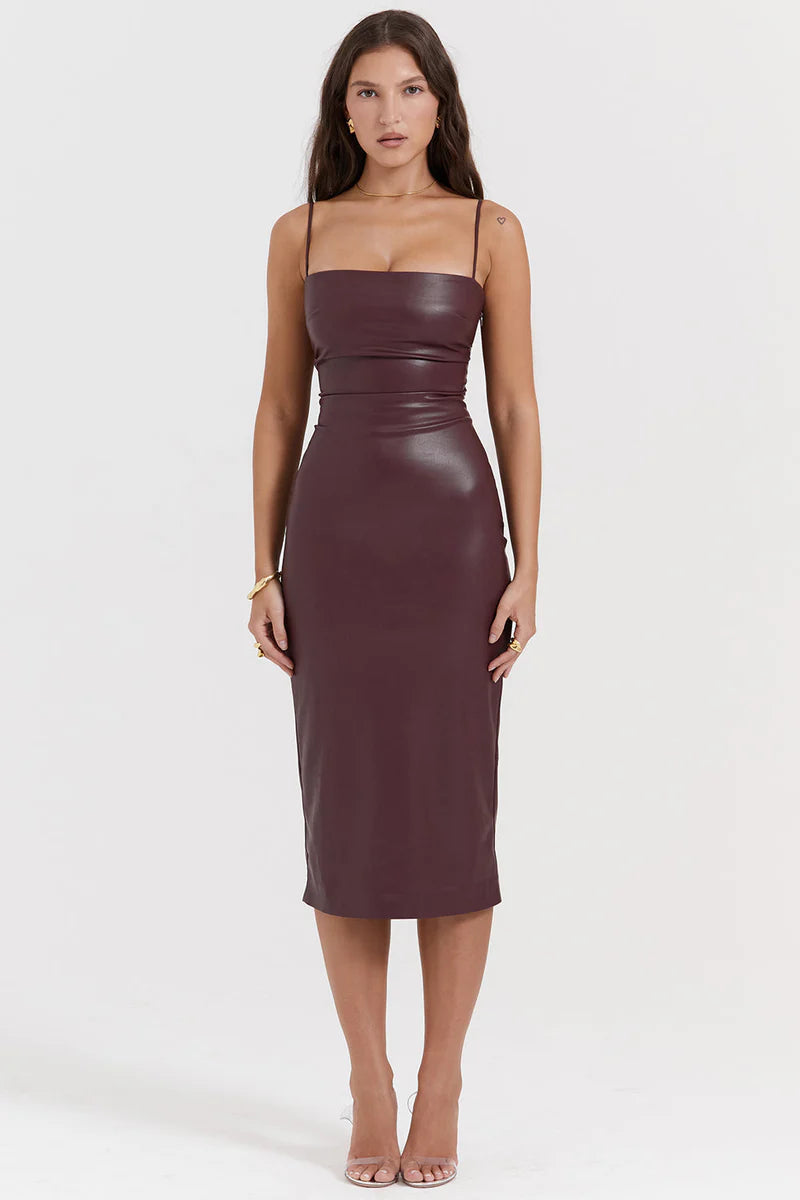 Mona - Leather Midi Dress