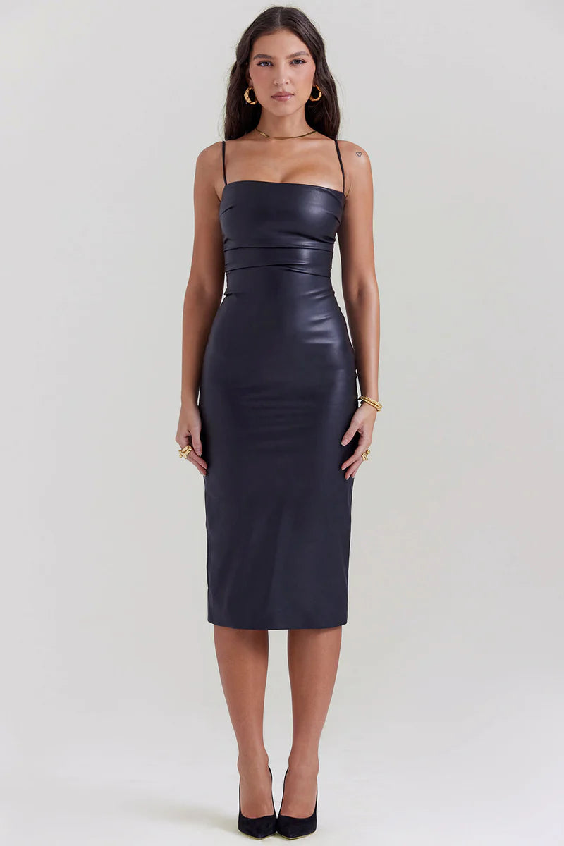 Mona - Leather Midi Dress
