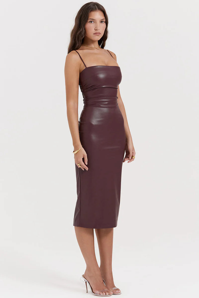 Mona - Leather Midi Dress