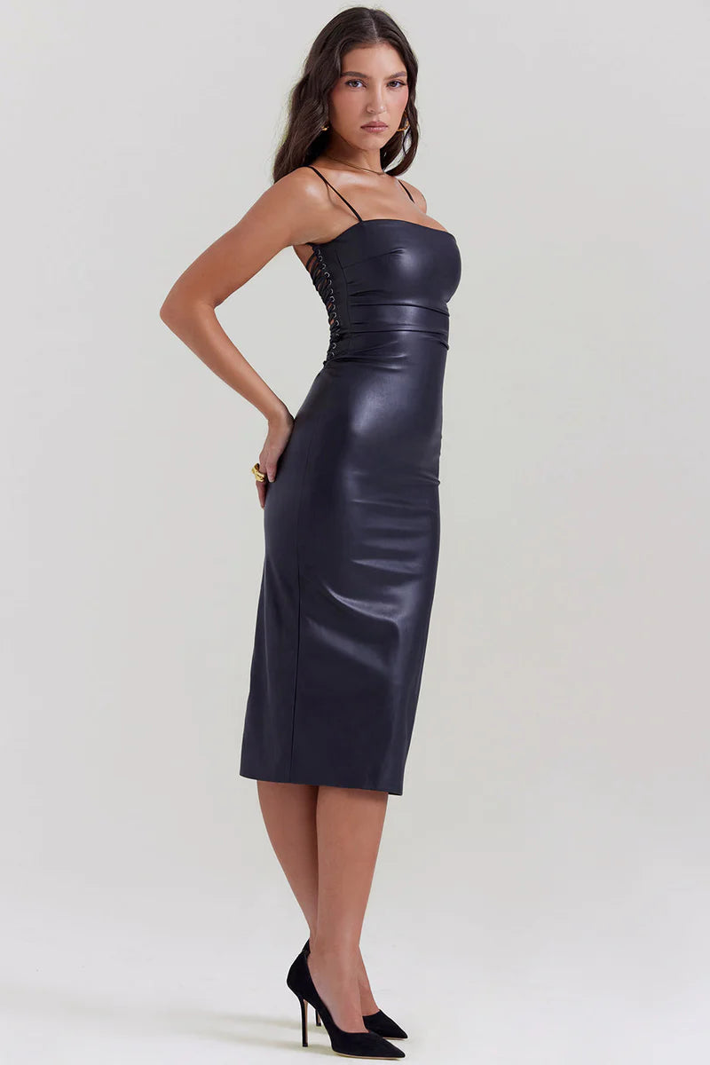 Mona - Leather Midi Dress