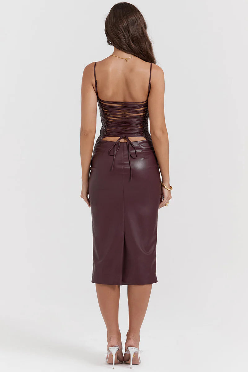 Mona - Leather Midi Dress