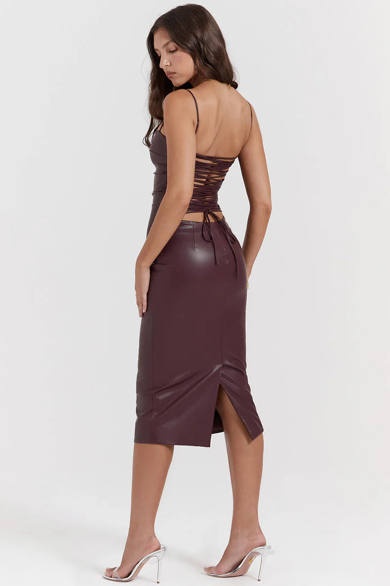 Mona - Leather Midi Dress