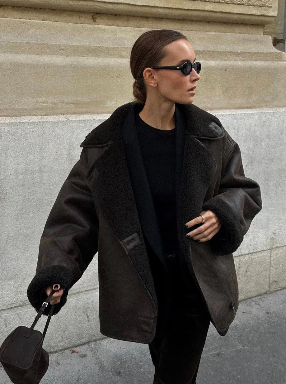 Women’s Faux‑Shearling Moto Jacket