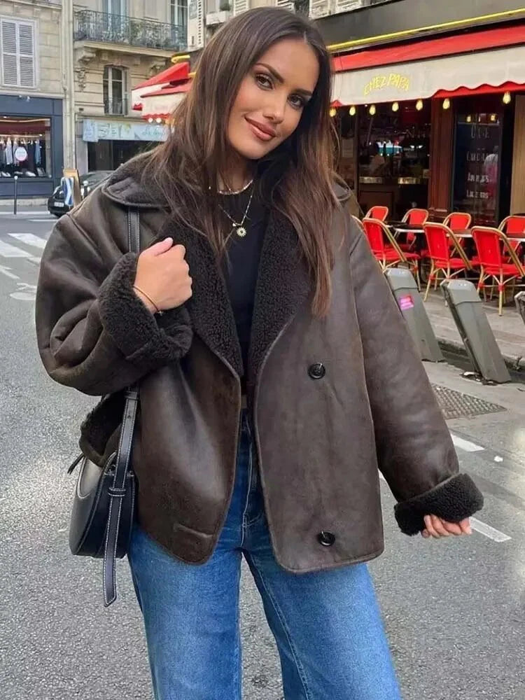 Women’s Faux‑Shearling Moto Jacket