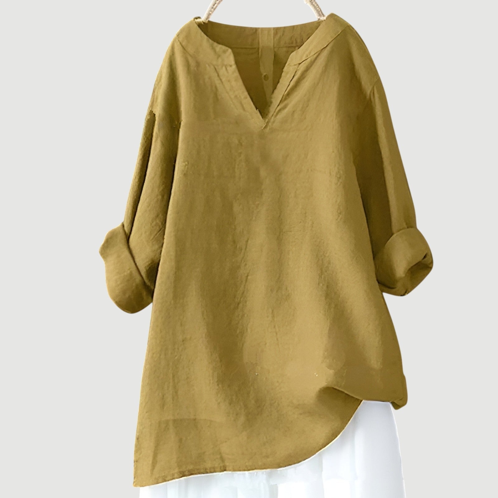 Women’s Elara Relaxed V-Neck Longline Blouse - Effortless Everyday Essential