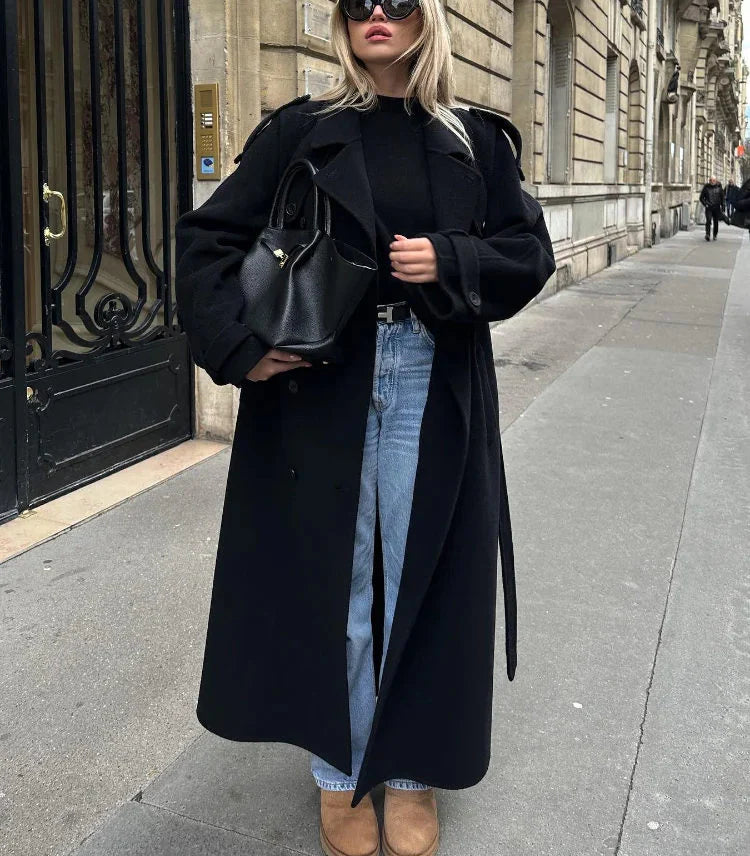 Women’s Double-Breasted Wool Blend Coat