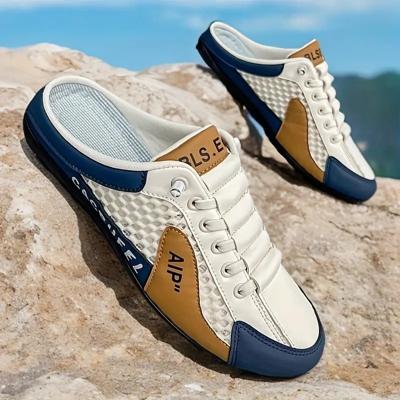 Men's Backless Lace-Up Mule Trainers Half Shoes