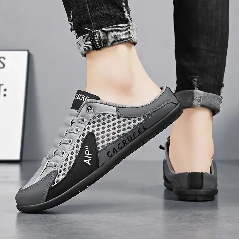 Men's Backless Lace-Up Mule Trainers Half Shoes