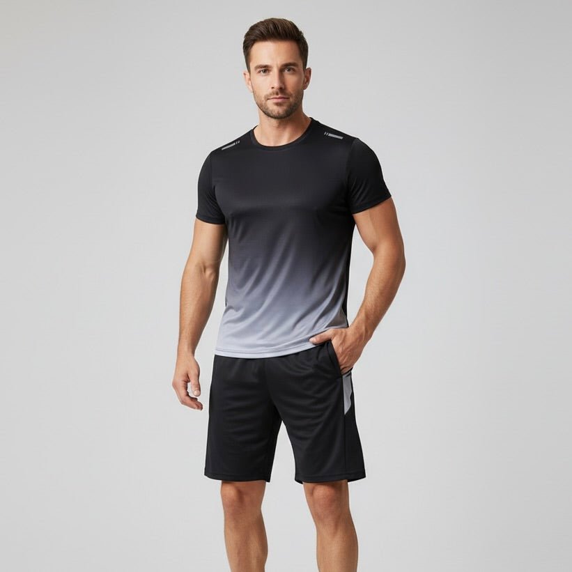 Men's Gradient Quick-Dry Breathable T-Shirt Shorts Activewear Set