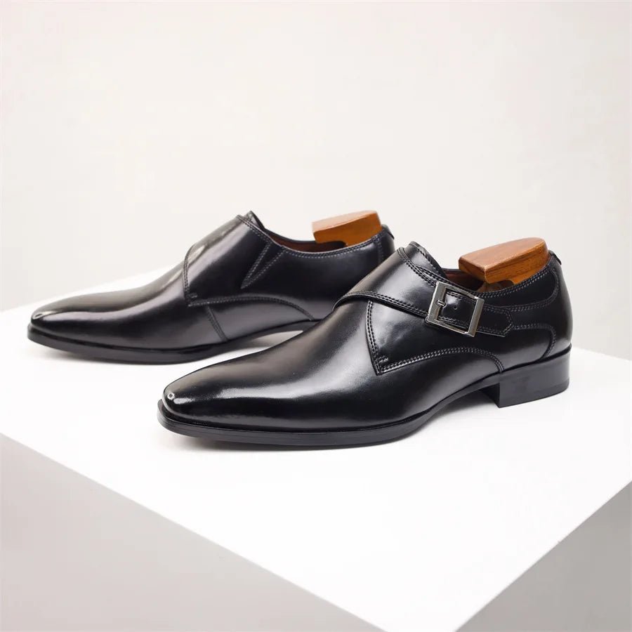 Men's Leather-Look Single Monk Strap Dress Shoes