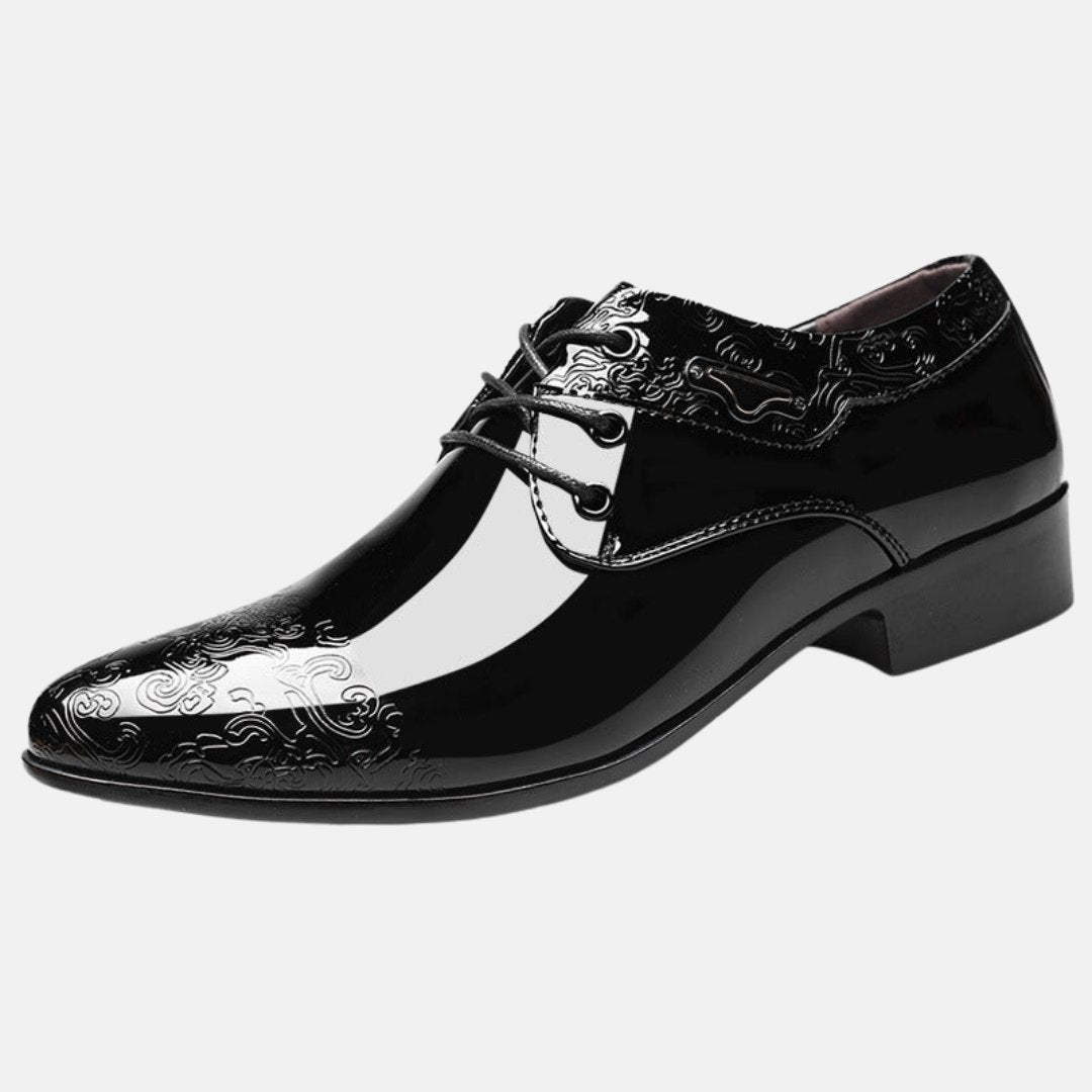 Men's Patent Embossed Lace-Up Formal Derby Shoes
